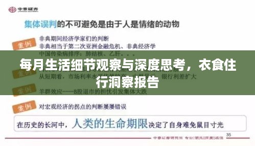 每月生活细节观察与深度思考，衣食住行洞察报告