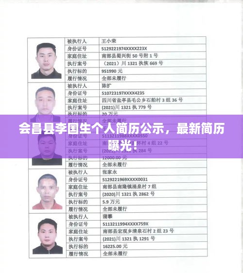 会昌县李国生个人简历公示，最新简历曝光！