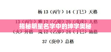 揭秘明星名字中的坤字奥秘