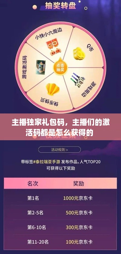 主播独家礼包码，主播们的激活码都是怎么获得的 