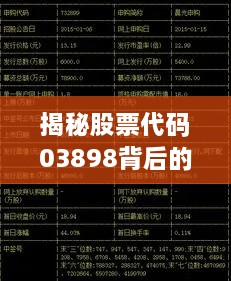 揭秘股票代码03898背后的投资故事与策略选择